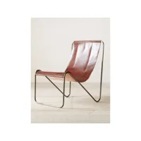 fauteuil marron en cuir véritable azura-41384