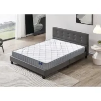 lit avec tête de lit + matelas 160x200cm latex naturel épaisseur 16cm + lit avec tête de lit et sommier à lattes