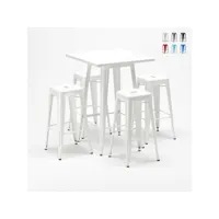 table haute + 4 tabourets design tolix industriel de bars union square