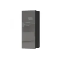 vitrine suspendue 1 porte collection zante. coloris noir et gris brillant.