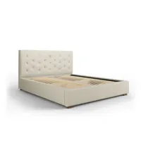 lit coffre avec tête de lit seri 140x200cm, beige, tissu structurel