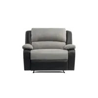 relaxxo - fauteuil de relaxation manuel leo avec assise xxl en simili et microfibre - noirgris