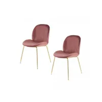 lot de 2 fauteuils fait main ara rose 59x47 en polyester doux et soyeux