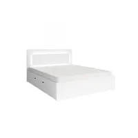 lit nofi blanc 140x200 cm avec tiroirs, idéal pour chambre à coucher. meuble design