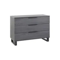 carlin - commode 3 tiroirs aspect bois gris et piètement métal noir