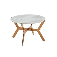 finebuy table basse de salon marbre véritable et métal 62x62x38 cm ronde or  petite table de canapé blanc  design table d'appoint style moderne