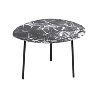 table basse en métal imitation marbre ovoid 67 x 60 cm noir