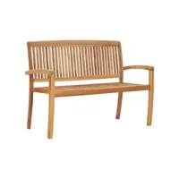 banc 2 places empilable de jardin  banc d'extérieur banquette 128,5 cm bois de teck solide meuble pro frco44439