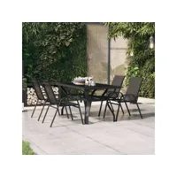 table de jardin noir 140x70x70 cm acier et verre