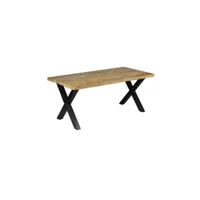 table de repas rectangulaire métal-bois massif - carla - l 180 x l 90 x h 76 cm - neuf