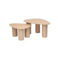 tables basses gigognes design en bois clair (lot de 2) foleen