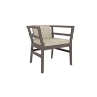 fauteuil click-clack avec coussin beige - resol - marron - fibre de verre, polypropylène, polyester 740x645x725mm