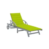 chaise longue de jardin avec coussin bois d'acacia solide 59