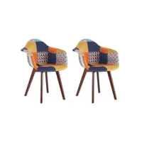 paris prix - lot de 2 fauteuils patchwork rétro 85cm multicolore