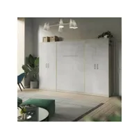lit escamotable+2 placards vertical 160x200cm+(100x2)cm matelas lit rabattable lit mural supérieur confort chêne sonoma//béton