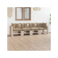 canapé fixe 4 places palette de jardin  sofa banquette de jardin avec coussins bois de pin meuble pro frco15528