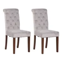 lot de 2 chaises de salle à manger lisburn avec pieds en bois de caoutchouc , gris/velours