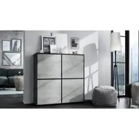 meuble moderne noir mat façade aspect béton 104 x 105,5 x 35,5 cm