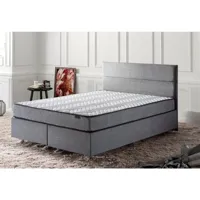 lit coffre niron gris 160x200 cm - avec matelas azura-42629_17865
