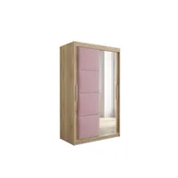 armoire de chambre tapila 2 sonoma/rose 120 avec 2 portes coulissantes style contemporain penderie (tringle) avec étagères