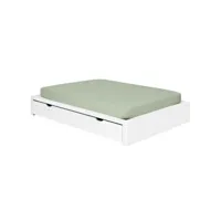 pack lit avec tiroir et matelas gaston   blanc 160x200 cm
