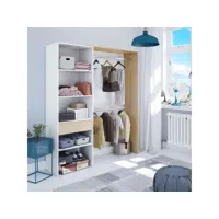 dresio - armoire dressing avec étagère de 60cm, 2 penderies et 1 tiroir. style scandinave.