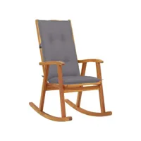 chaise à bascule fauteuil à bascule  fauteuil de relaxation avec coussins bois d'acacia massif meuble pro frco85641