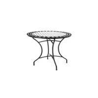 table de repas ronde fer-céramique noir et blanc - mirihi - l 90 x l 90 x h 74 cm - neuf