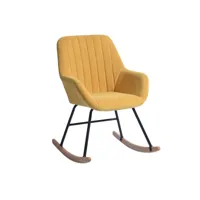 fauteuil à bascule scandinave chaise relax berçante et repos en tissu, jaune, 60x71x90cm