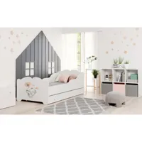 lit enfant almena avec tiroir matelas et cadre inclus - elephant orange - 160 cm x 80 cm 160 cm x 80 cm