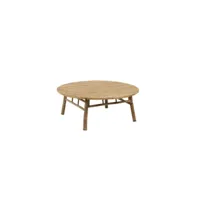 table basse ronde d'extérieur bambou naturel - livia - l 120 x l 120 x h 46 cm - neuf