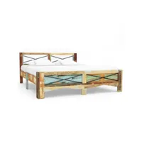 lit double-180 x 200 cm, cadre de lit, lit adulte, structure de lit bois de récupération massif 180 x 200 cm meuble pro jkf192205