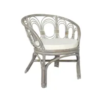 chaise de salle à manger avec coussin gris rotin naturel et lin