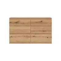 commode 6 tiroirs bois clair - qiz - l 137 x l 35 x h 84 cm