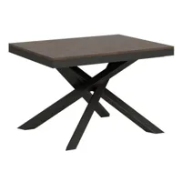 table extensible 6 à 16 places bois marron cadre métallique et pieds entrelacés anthracite l 120 à 380cm klass