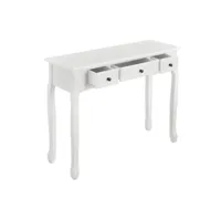 table console buffet d'entrée de salon avec 3 tiroirs mdf 100 cm blanc helloshop26 03_0004177