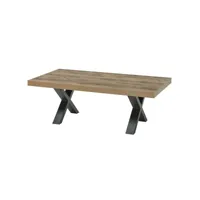 nilla - table basse aspect bois piètement x métal poudré noir