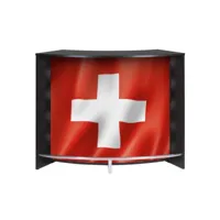 meuble bar comptoir d'accueil noir 3 tablettes 134,5 x 104,8 x 55,3 cm - coloris: drapeau suisse 650 snack130no650