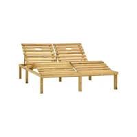 bain de soleil, transat, chaise longue double et coussins gris bois de pin imprégné togp90105