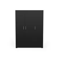 armoire penderie + lingère 3 portes battantes noir-chêne clair - zily - l 134.5 x l 52 x h 185.5 cm