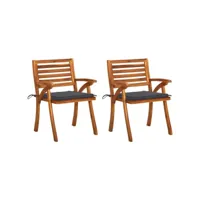 lot de 2 chaises avec coussins  chaises de salle à manger de jardin chaises à dîner  acacia massif meuble pro frco13448