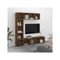 ensemble meuble tv bibliothèque contemporain  banc tv armoire tv  3 pcs chêne marron 180x30x180cm meuble pro frco18567