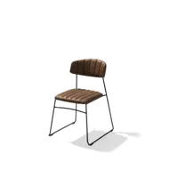 chaise design mundo revêtement en cuir synthétique ignifuge - matériel chr pro - beige - piètement acier/assise cuir synthétique - ignifuge xm