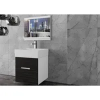 palomi - ensemble de salle de bain - 3pcs - meuble à suspendre - vasque en porcelaine - noir