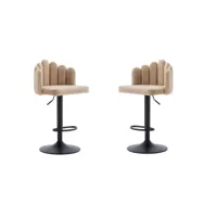 chaises de bar lot de 2 pivotantes chaises réglables en hauteur chaises de loisirs avec repose-pieds beige