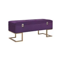 banc banquette avec compartiment de rangement 105 cm violet velours helloshop26 02_0010749