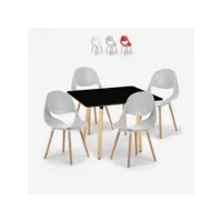 ensemble table noire 80x80cm carrée 4 chaises cuisine salle à manger restaurant design scandinave dax dark