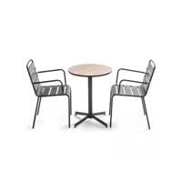 ensemble table de jardin en acier et céramique avec 2 fauteuils - tivoli