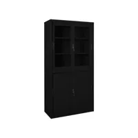 armoire de bureau avec porte coulissante noir 90x40x180cm acier