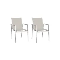 lot de 2 chaises de jardin aluminium et tissu textilène gris - atlan 95187044lot2